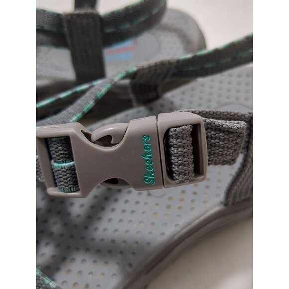 Skechers Sport Sandal Womens 6 Gray Strappy Toe Thong Reggae Fun Banter Gorpcore - Picture 8 of 10